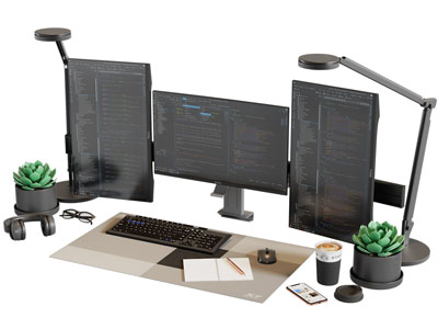 现代台式电脑3d模型 现代台式电脑