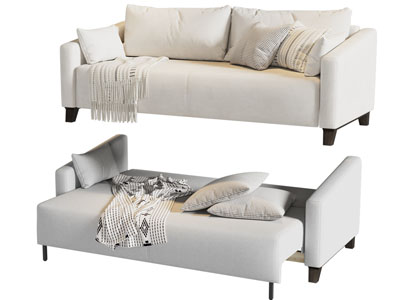 现代奶油风多人沙发 沙发床3d模型 现代奶油风多人沙发 沙发床