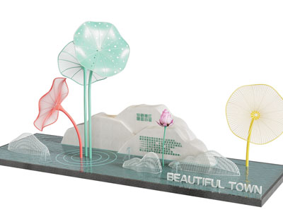 新中式城市雕塑小品 荷花雕塑小品3d模型 新中式城市雕塑小品 荷花雕塑小品