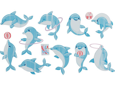 现代海豚剪影 剪纸 墙饰 墙贴