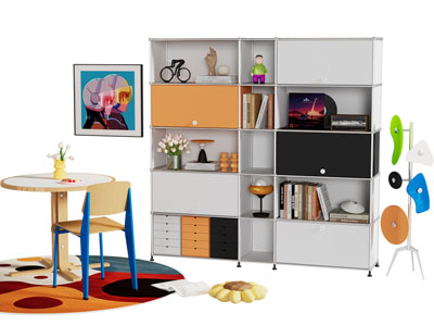 现代多巴胺装饰柜 餐桌椅组合