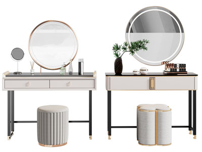 现代轻奢化妆 梳妆台3d模型 现代轻奢化妆 梳妆台