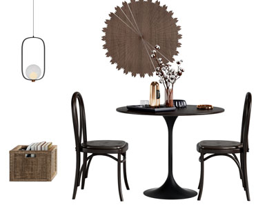 法式休闲洽谈桌椅组合3d模型 法式休闲洽谈桌椅组合