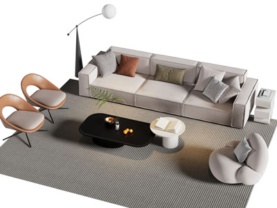 现代多人沙发 懒人沙发 休闲椅子和茶几组合