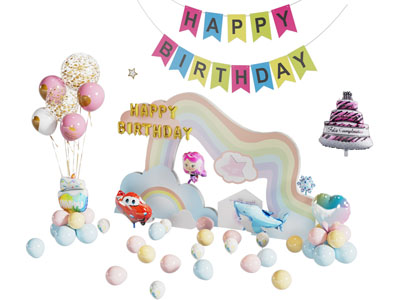 现代生日派对美陈 摆件组合