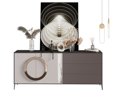 现代玄关柜 边柜 摆件组合3d模型 现代玄关柜 边柜 摆件组合