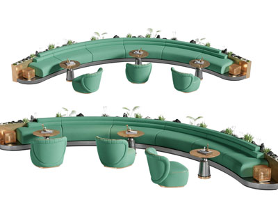 现代卡座多人沙发 单人沙发和茶几组合