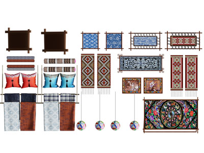 现代少数民族图案的挂毯 墙饰 靠垫抱枕3d模型 现代少数民族图案的挂毯 墙饰 靠垫抱枕