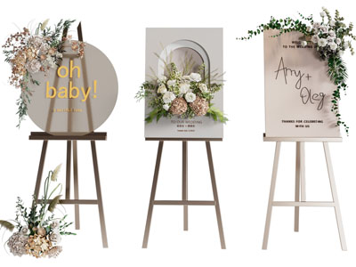 现代导引牌 婚礼花艺指引牌 展架