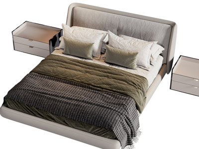 现代双人床 床头柜