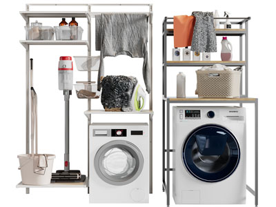 现代阳台洗衣机收纳架