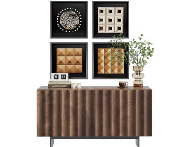 法式中古风玄关柜 边柜 挂画3d模型 法式中古风玄关柜 边柜 挂画