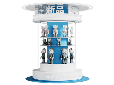 现代暴力熊 Kaws公仔展柜 造型包柱 潮玩墙