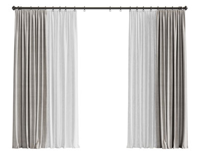 现代窗帘窗纱3d模型 现代窗帘窗纱