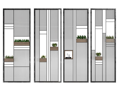 工业风loft玻璃景观隔断3d模型 工业风loft玻璃景观隔断