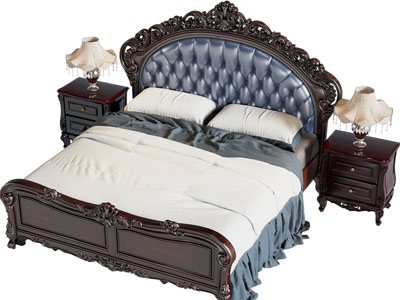 欧式双人床 床头柜
