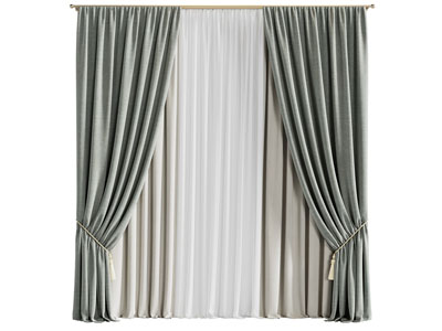 现代布艺窗帘窗纱3d模型 现代布艺窗帘窗纱