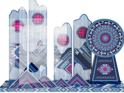 现代少数民族图案的美陈 户外装置 合影打卡墙3d模型 现代少数民族图案的美陈 户外装置 合影打卡墙