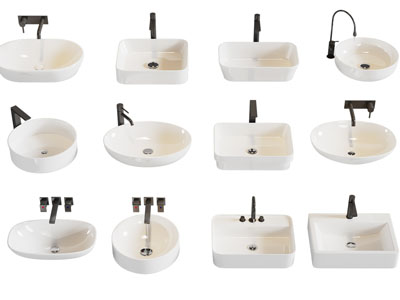 现代陶瓷洗手盆 水龙头