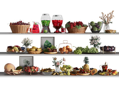 现代竹筐 水果篮 果盘 水果食物