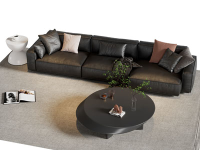 现代多人沙发 茶几组合3d模型 现代多人沙发 茶几组合