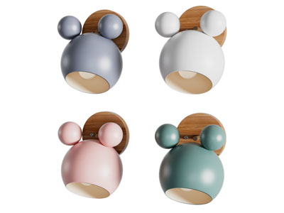 北欧卡通金属灯罩壁灯3d模型 北欧卡通金属灯罩壁灯