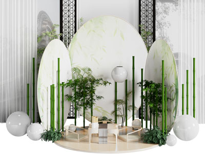 新中式美陈 户外装置 摆件组合