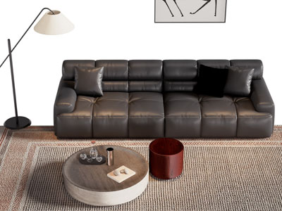 现代多人沙发 茶几组合