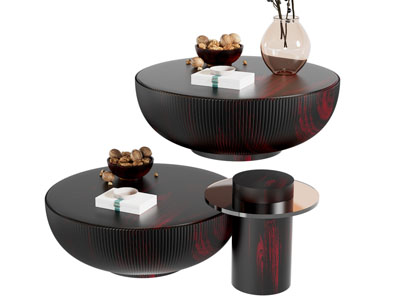 现代红木圆形茶几边几3d模型 现代红木圆形茶几边几