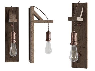 工业风loft电线灯泡壁灯3d模型 工业风loft电线灯泡壁灯