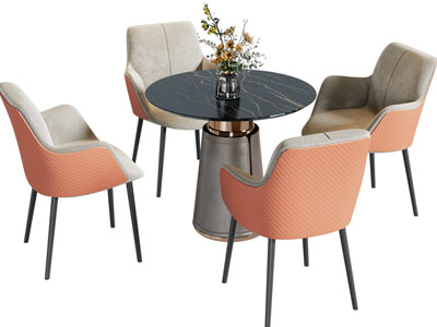 现代圆形休闲洽谈桌椅组合3d模型 现代圆形休闲洽谈桌椅组合