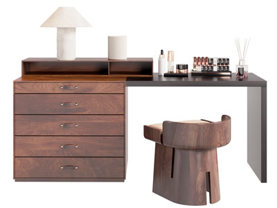 侘寂风中古风化妆 梳妆台3d模型 侘寂风中古风化妆 梳妆台