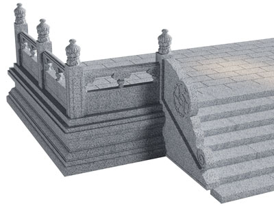 新中式升旗台3d模型 新中式升旗台