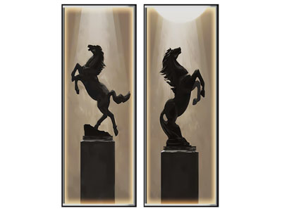 现代黑马装饰挂画3d模型 现代黑马装饰挂画