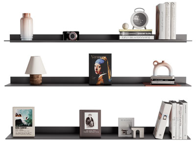 现代墙面置物收纳架 书本饰品摆件组合3d模型 现代墙面置物收纳架 书本饰品摆件组合