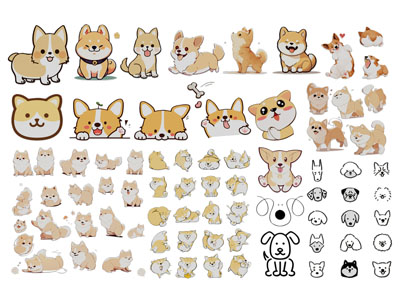 现代卡通狗墙贴 墙饰 剪纸3d模型 现代卡通狗墙贴 墙饰 剪纸