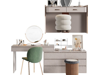 现代轻奢化妆 梳妆台3d模型 现代轻奢化妆 梳妆台