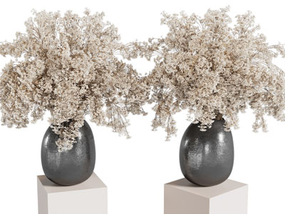 现代陶艺花瓶花卉3d模型 现代陶艺花瓶花卉