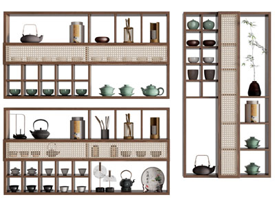 侘寂风茶具 茶壶 茶饼置物装饰架