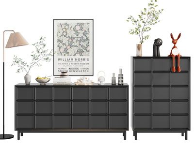 法式玄关柜 边柜 落地灯3d模型 法式玄关柜 边柜 落地灯