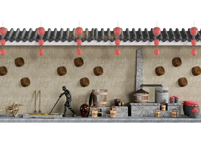 新中式白酒酿酒制作工艺展厅展览3d模型 新中式白酒酿酒制作工艺展厅展览