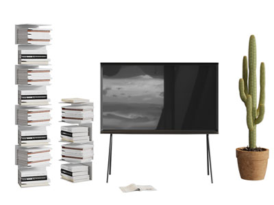 现代支架电视机 书架3d模型 现代支架电视机 书架