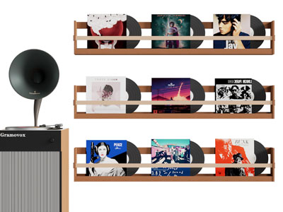 现代黑胶唱片墙面置物收纳架 墙饰3d模型 现代黑胶唱片墙面置物收纳架 墙饰