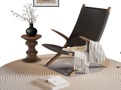 侘寂风休闲椅子 边几