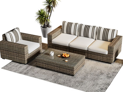 现代户外编织多人沙发 单人沙发和茶几组合