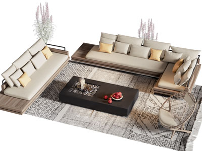 北欧户外多人沙发 休闲椅子和茶几组合