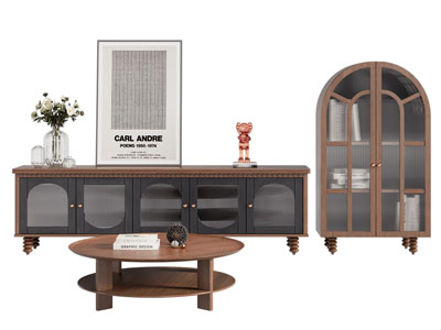 法式电视柜 边柜 茶几组合