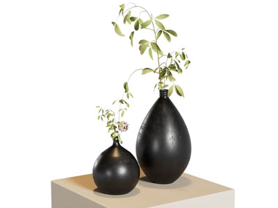 现代陶艺花瓶花卉3d模型 现代陶艺花瓶花卉