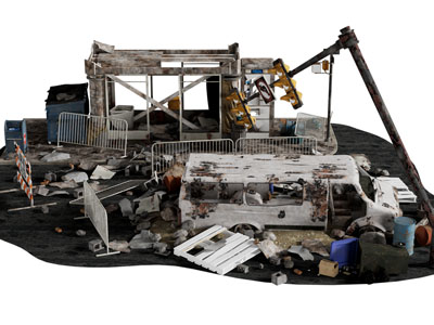 现代废墟残骸 地震坍塌摧毁建筑