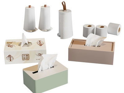 现代抽纸盒 卷纸 生活用品3d模型 现代抽纸盒 卷纸 生活用品